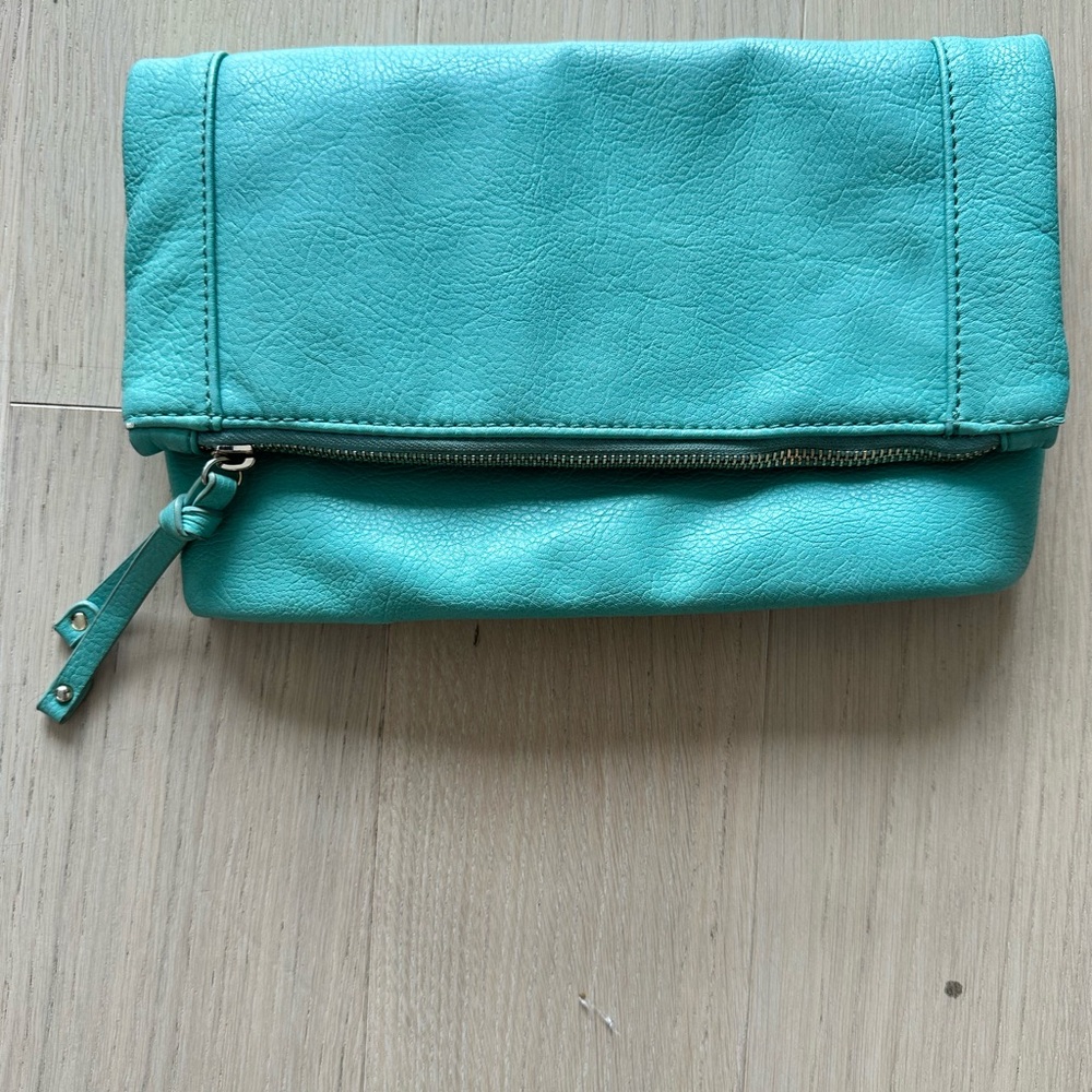Turquoise Fold-Over Clutch
